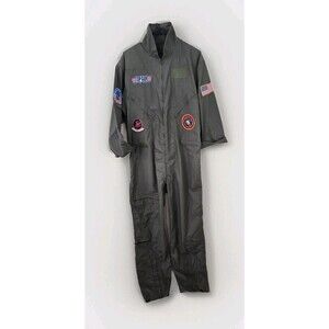 Men's Military-Style Flight Coverall Jumpsuit - Olive Green